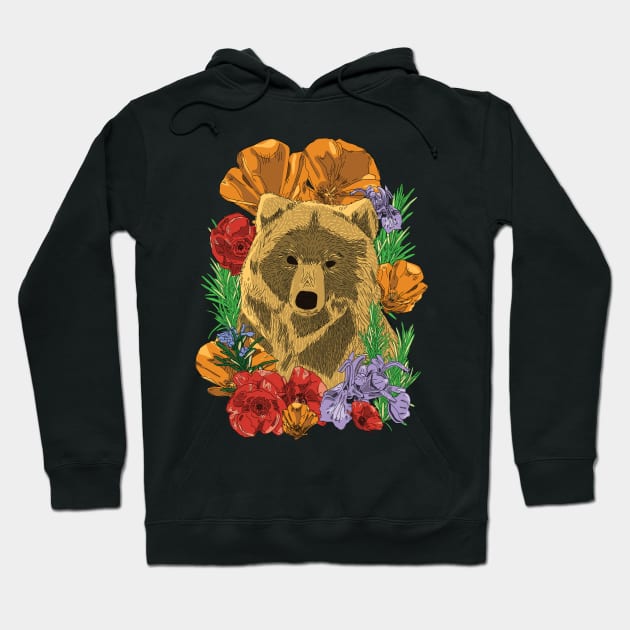 Bear + Poppies + Rosemary Hoodie by theartfulscientist